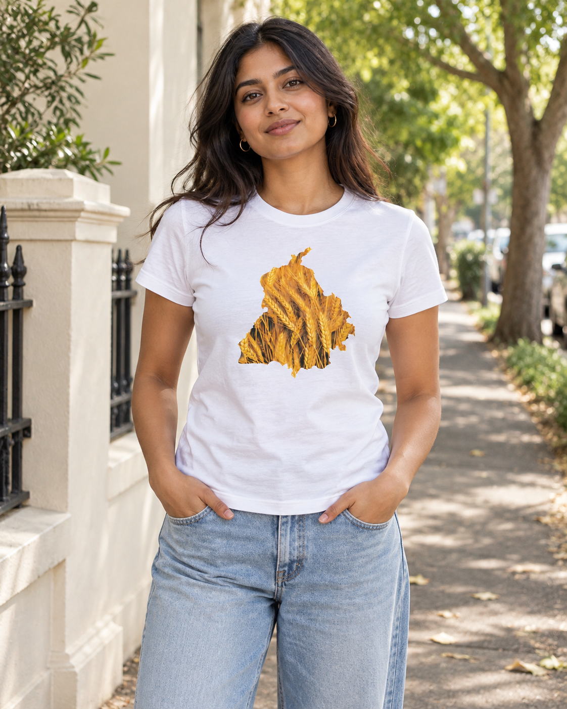 Punjab Wheat Map Tee - White
