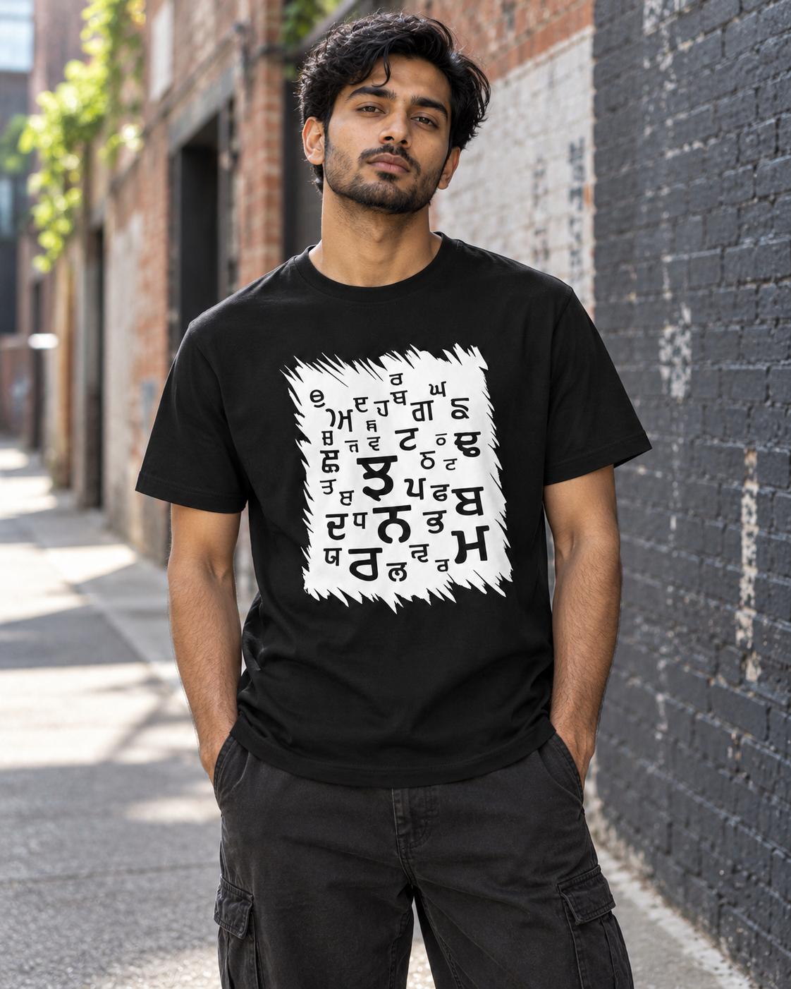Gurmukhi Chalkboard Tee - Black