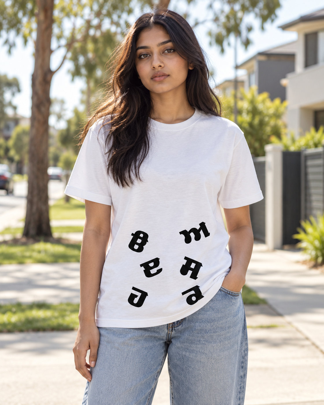 Gurmukhi Tumble Tee - White