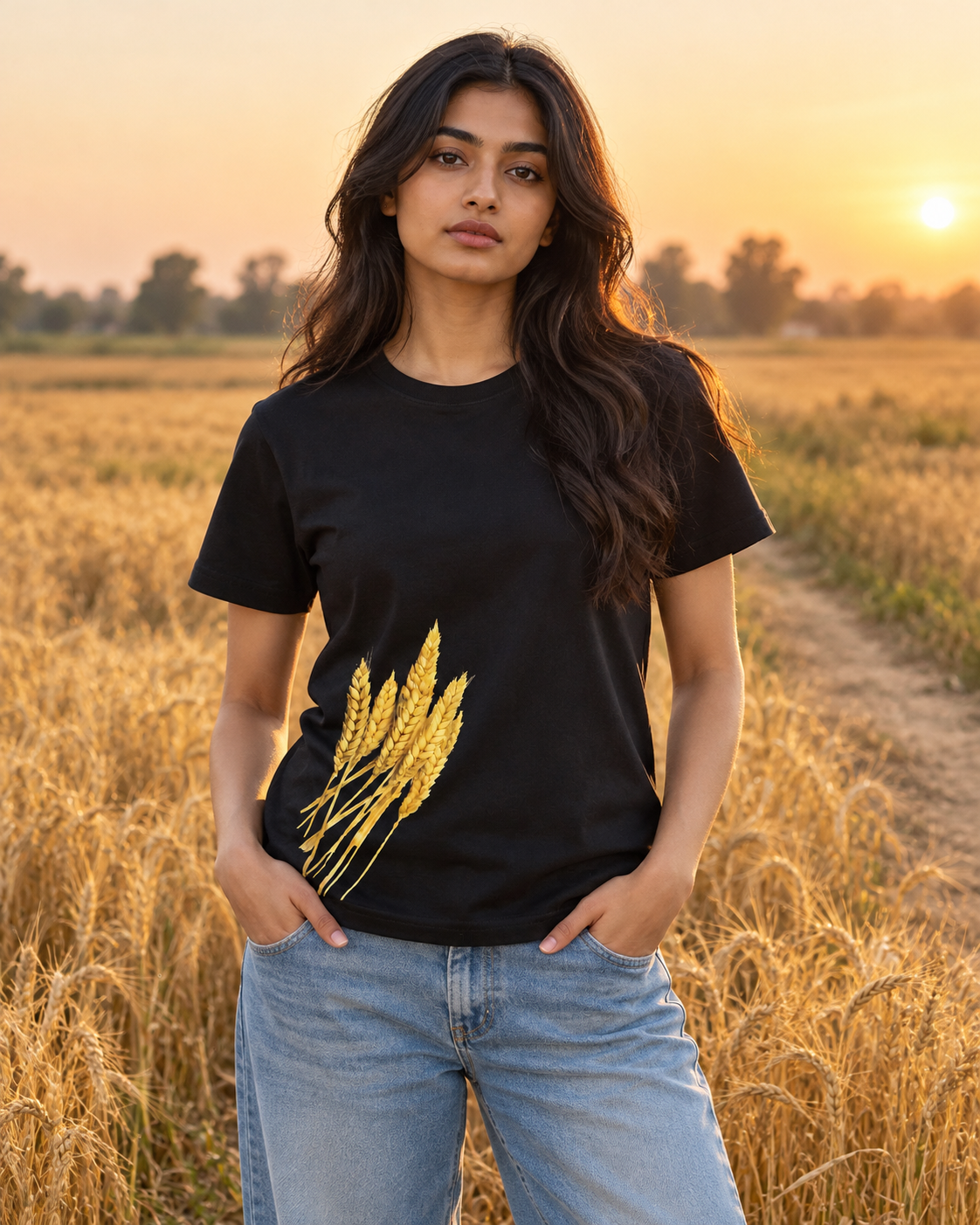 Wheat Stalks Tee - Black