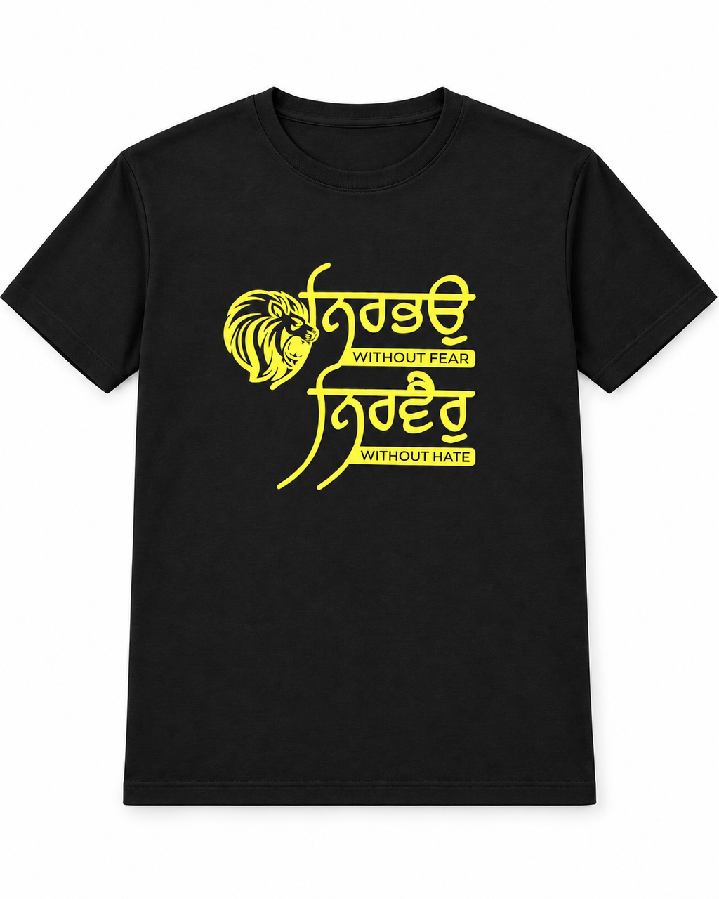 Nirbhau Nirvair Tee - Yellow on Black