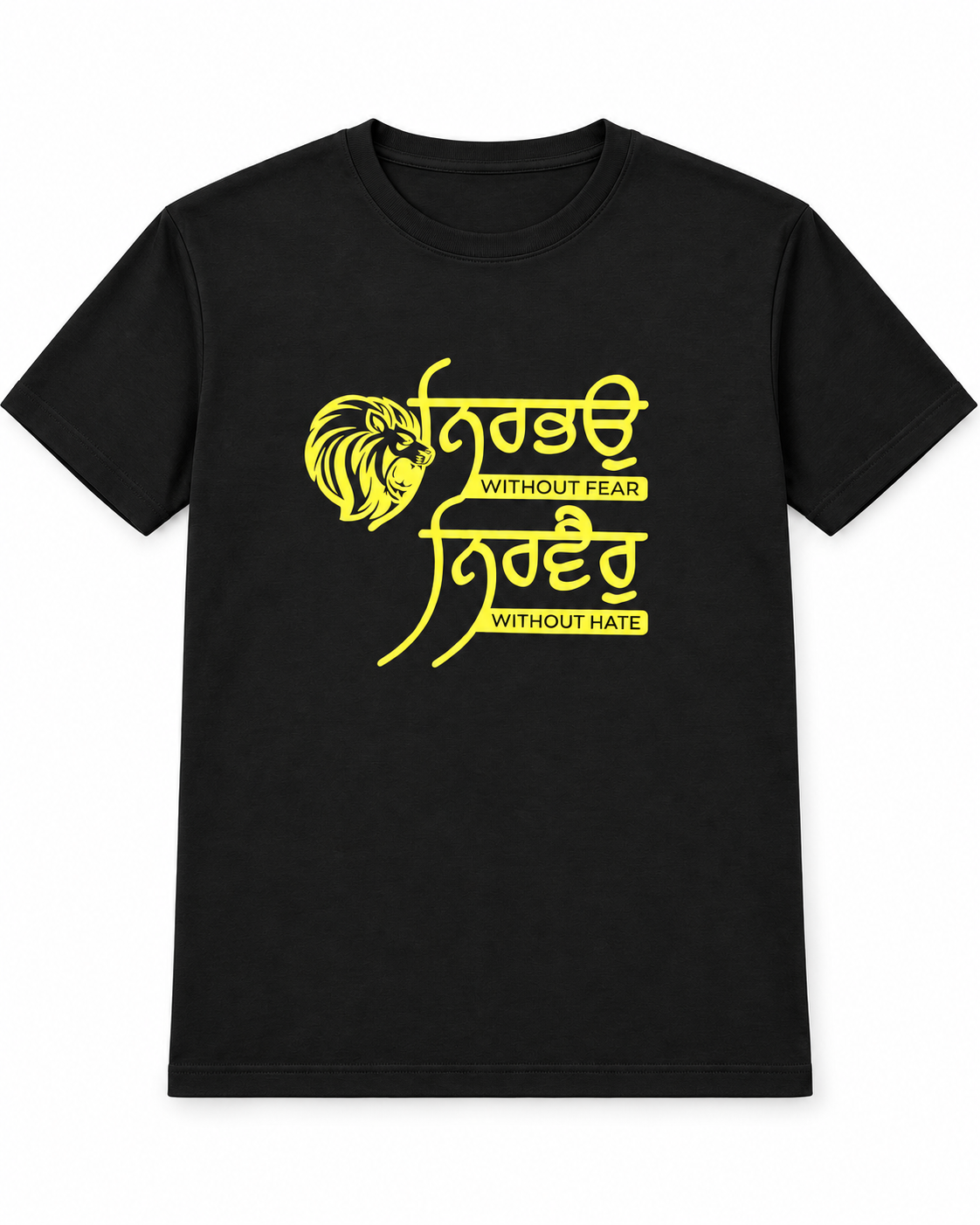 Nirbhau Nirvair Tee - Yellow on Black